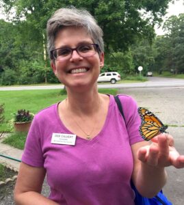 Deb door knocking with butterfly